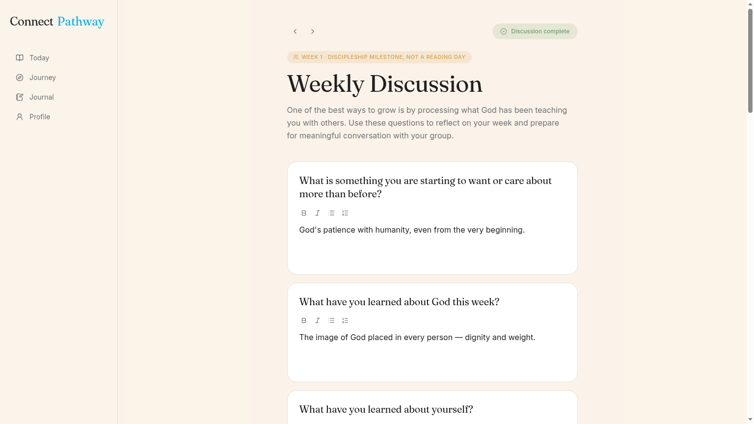 Weekly Discussion page
